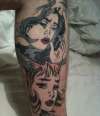 Pop art tattoo on leg