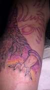 Unfinished wizard with sailor jerry demon behind tattoo