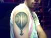 Hot air balloon with anchor. tattoo