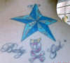 Star, Skull, Font tattoo