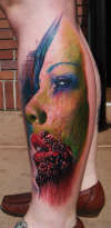 evil, bloody, female, zombie chick tattoo