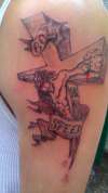 Jesus On the Cross, black and grey, God Speed, trickstattoo