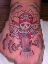 Sailor Jerry skelton on motorcycle, Tricks Tattoo 2