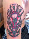 Scottish Thistle Tattoo, start of upper sleeve