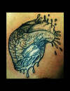 Linear Heart with Razorblade tattoo