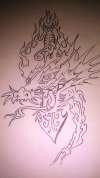 Old School Dragon and Sword, Sailor Jerry inspired flash tattoo