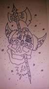 Old School Skull And Axe, Sailor Jerry Inspired free flash tattoo