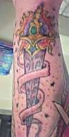 Trickstattoo Old School Knife w Fire One Off Design 63