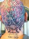 close up skull piece tattoo