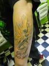 Autumn leaf in transition tattoo