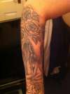My black & shade Angel Forearm Sleeve tattoo
