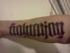 (ambigram) salvation one way damnation the other way tattoo