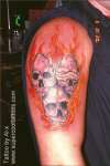 see no evil skull flame tattoo