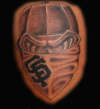 Skull w/ cap and San Francisco bandana tattoo