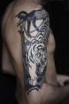 back tiger monkey tattoo