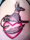 Anubis, Heart & Feather tattoo