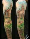 Church Yard Sleeve by Jackie Rabbit tattoo