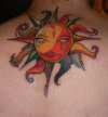 Colorful sun tattoo