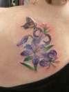 Purple Flower with Butterfly tattoo