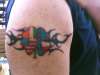 celtic family clover w/ tribal and flags tattoo