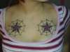 Nautical stars in Spiderwebs tattoo