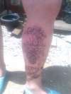 start of classic car half leg tattoo