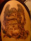 Angel headstone memorial tattoo