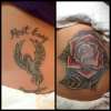 cover-up, rose over dove tattoo