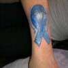 Cancer Ribbon Cover up over Ex name + Heart tattoo