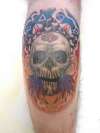 trippy skull tattoo