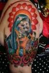 Virgin Mary Sugar Skull  (right arm sleeve) tattoo