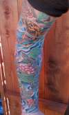 colorful koi sleeve tattoo