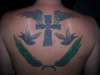 cross w/birds & wreath tattoo
