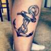 simple anchor (start of leg sleeve) tattoo