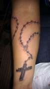 Jesus cross and beads tattoo