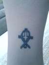 cross & colon cancer ribbon tattoo
