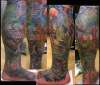 Dino leg sleeve by Beto Munoz tattoo