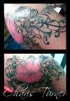 Hibiscus with Swirls tattoo
