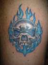 blue flame skull tattoo