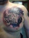 Lion snarling tattoo