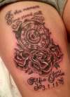 clock and roses tattoo