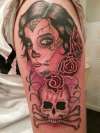 custom dead girl with skull tattoo