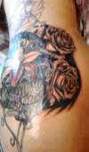 day of the dead skull and roses tattoo