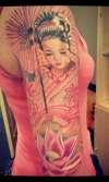 japanese lady sleeve. painting style tattoo
