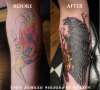 Raven cover-up tattoo