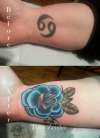 Rose cover-up tattoo