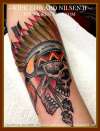Custom eno traditional indian skull tattoo by Kirk Nilsen | NJ