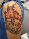 flaming cards tattoo