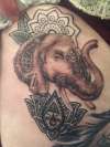 Elephant with lotus and mandala tattoo