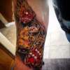 Dice and a Bourbon tattoo by Steve'O